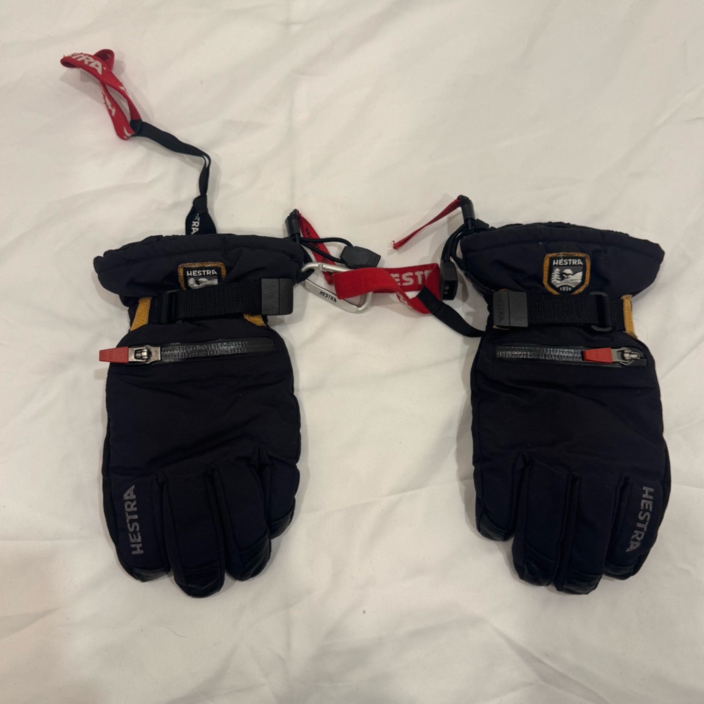 Hestra Army Leather Heli Ski Junior Gloves Black Size 6 Snowboard Winter Kids